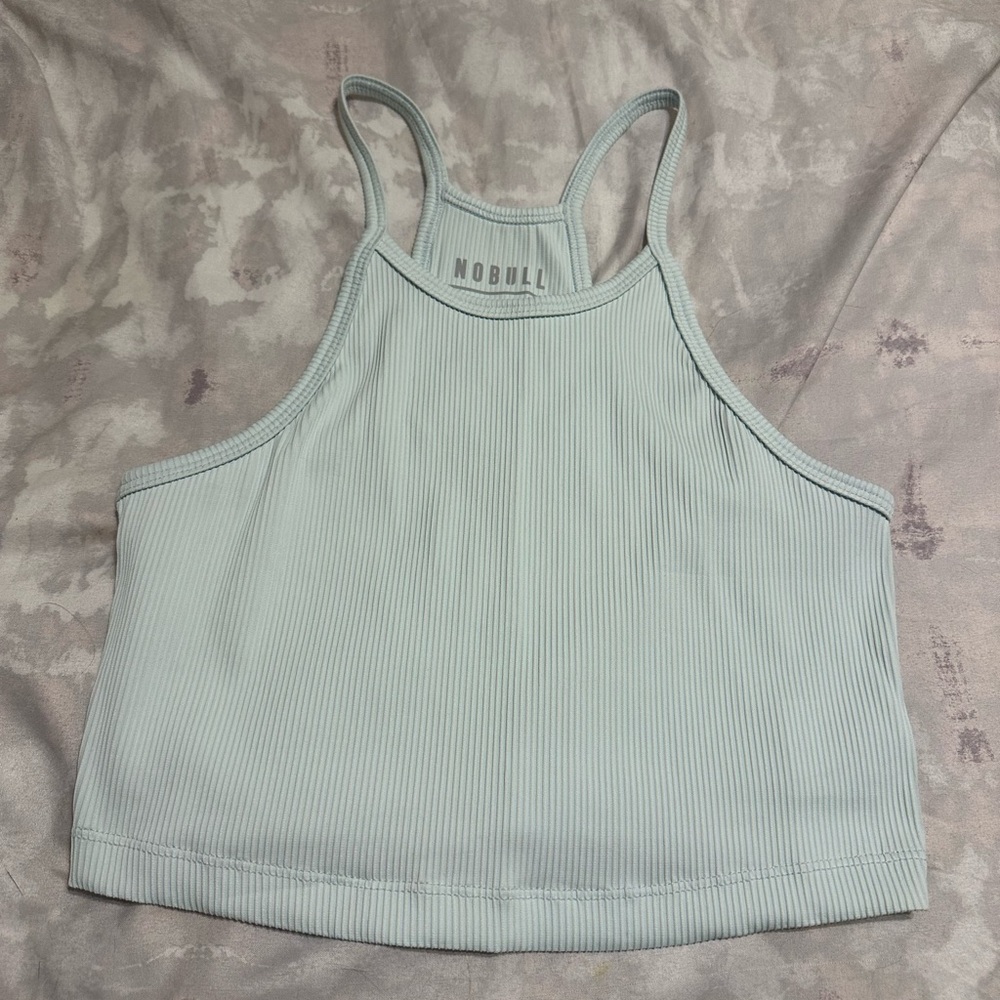 NOBULL Sky Blue Ribbed Crop Top